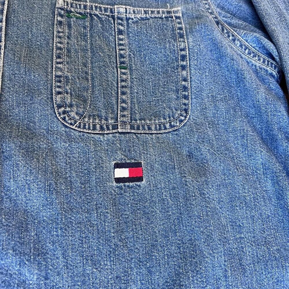 Tommy Hilfiger Denim Shirt Cotton Button Up Varsity H Logo Women's 6 - Picture 6 of 10